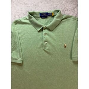 Polo Ralph Lauren Polo Slim Fit Men's Sz L Green Flesh Pony Short Sleeve Shirt